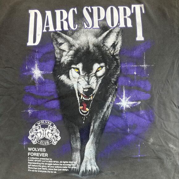 Darc Sport Premium Vintage purple wolf graphic gym athletic lifting t-shirt L - Picture 3 of 4